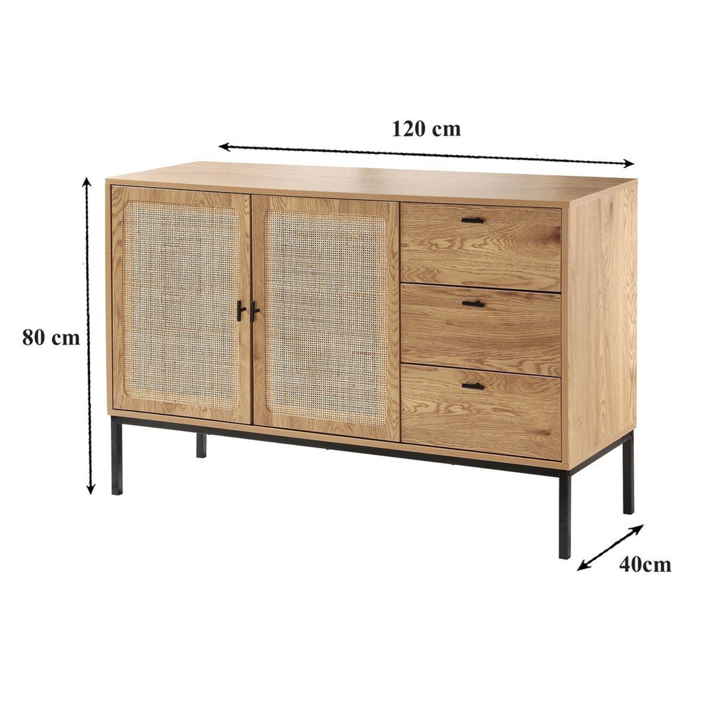 Jaya - Buffet 3 Tiroirs / 2 Portes - Rotin