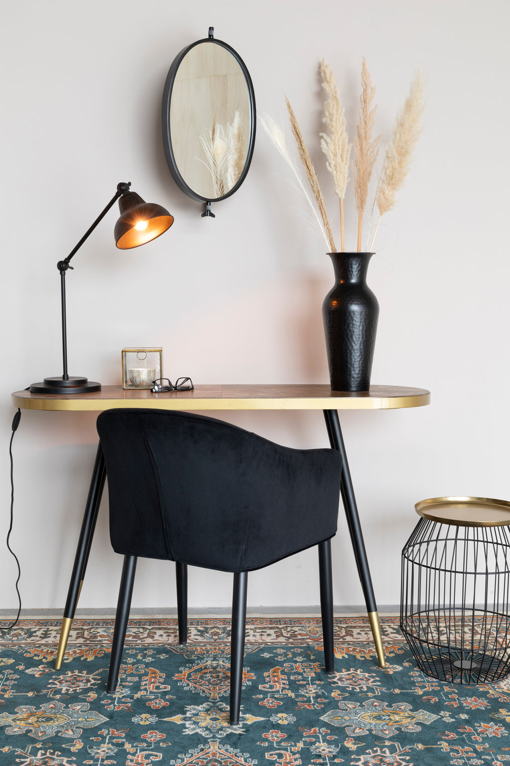 Lara - Mirror - Iron - Black/Gold