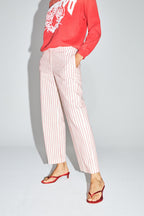 The Sacha Cotton Trousers With Red Stripes Made In Italy