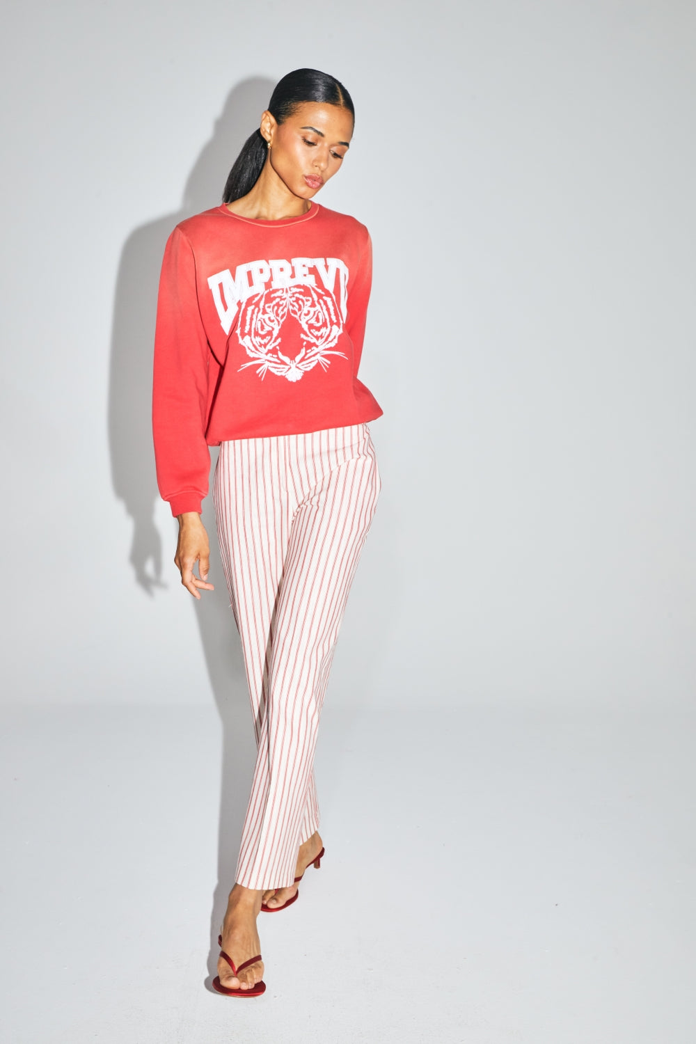 The Sacha Cotton Trousers With Red Stripes Made In Italy