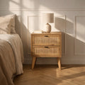 Alia - Chevet 2 Tiroirs - Bois & Rotin