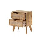 Alia - Chevet 2 Tiroirs - Bois & Rotin