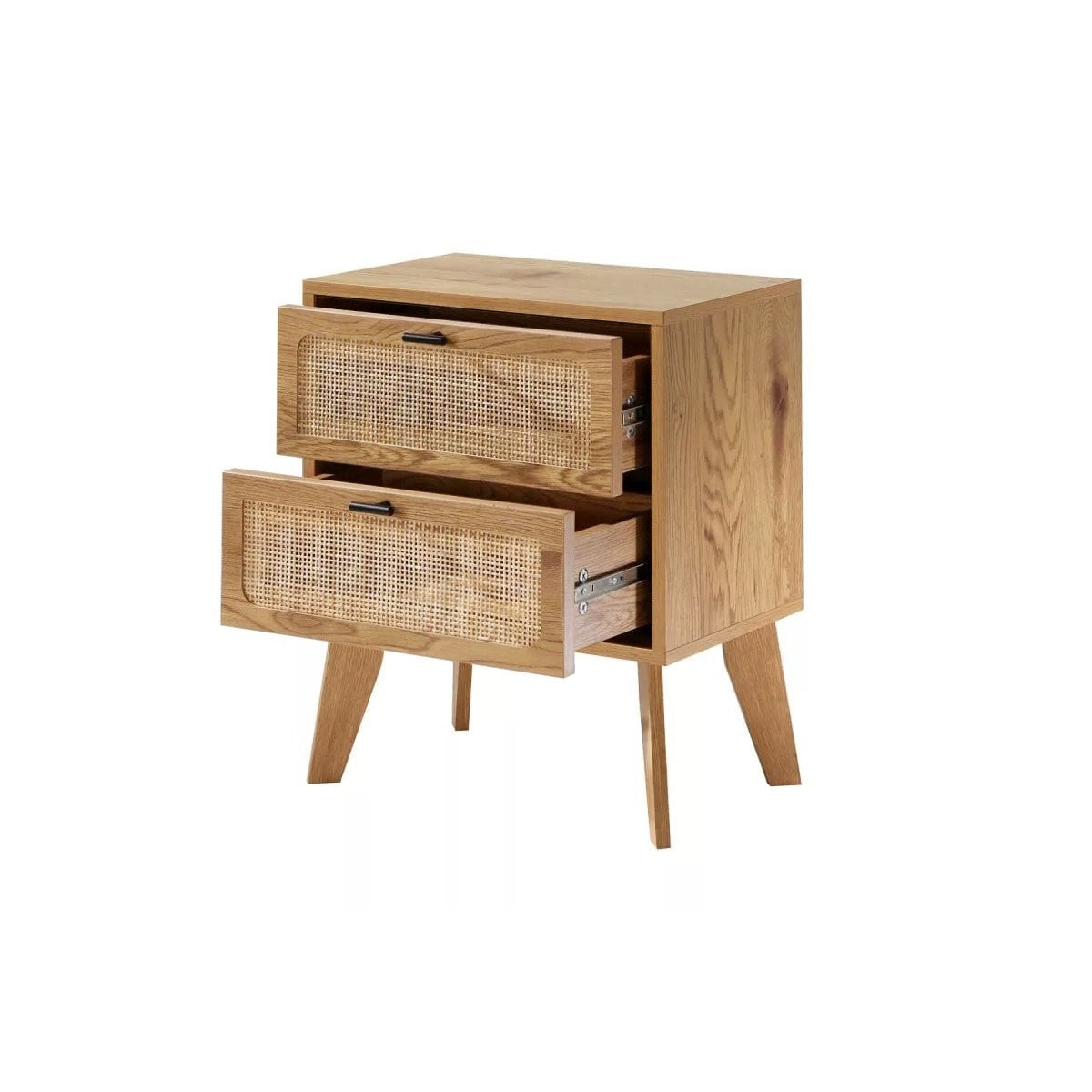 Alia - Chevet 2 Tiroirs - Bois & Rotin