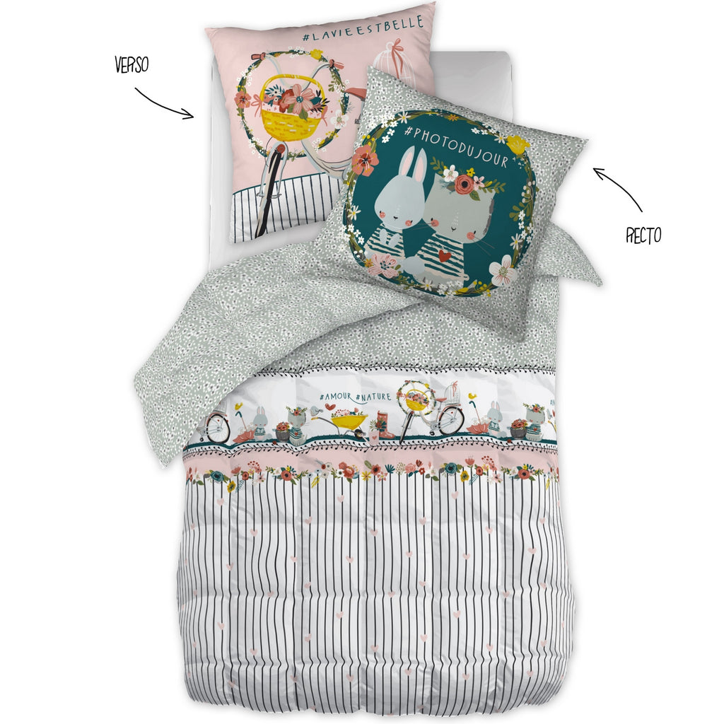 Printed Duvet + Pillowcase - Printed Cotton - Gardening