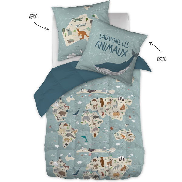 Map - Couette Imprimée + Taie D'Oreiller - Coton Imprimé
