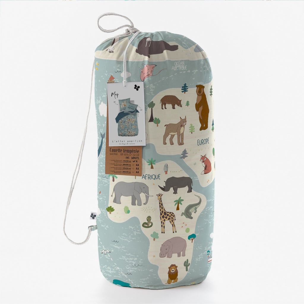 Map - Couette Imprimée + Taie D'Oreiller - Coton Imprimé
