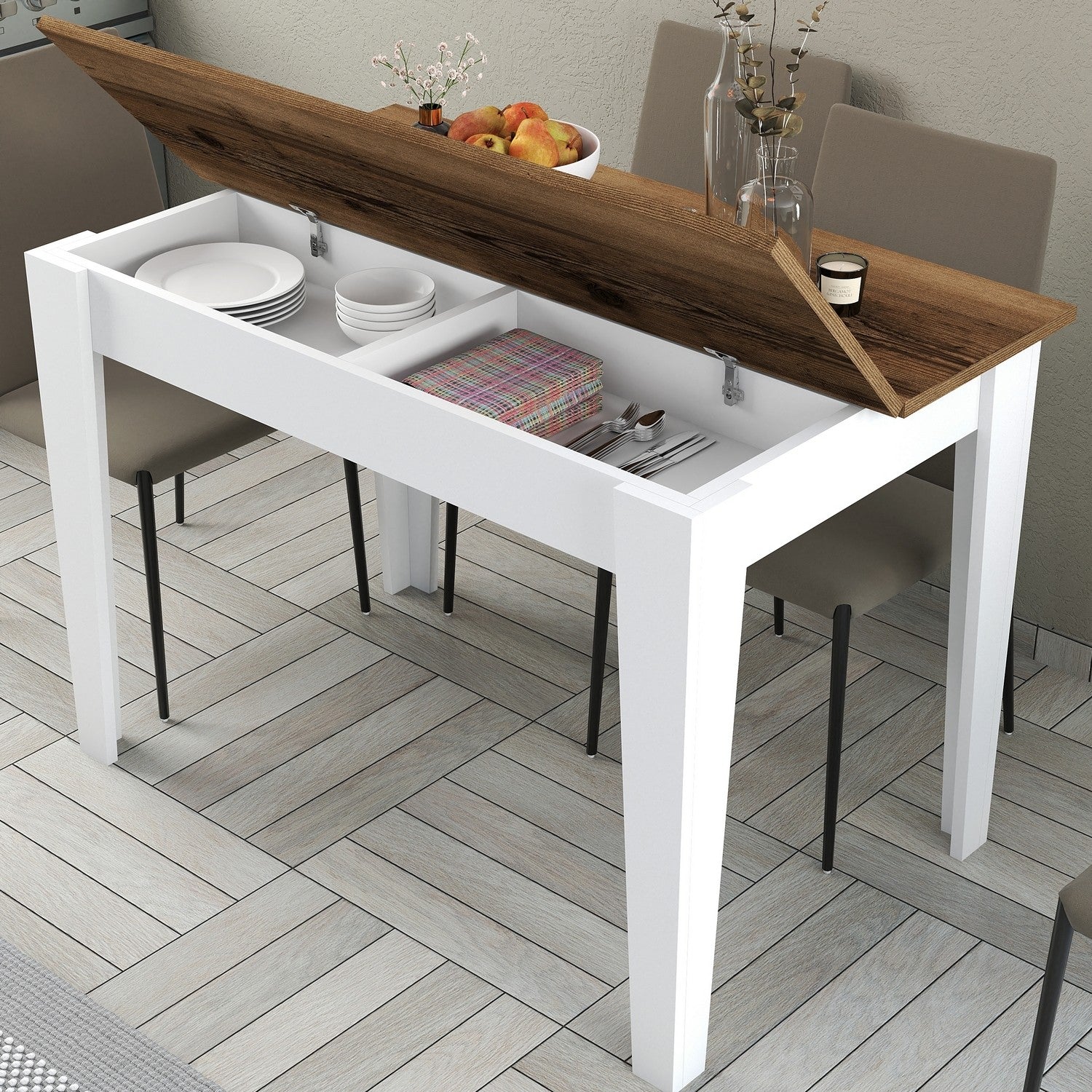 Tables De Cuisine Kiev 511 - Noyer / Blanc