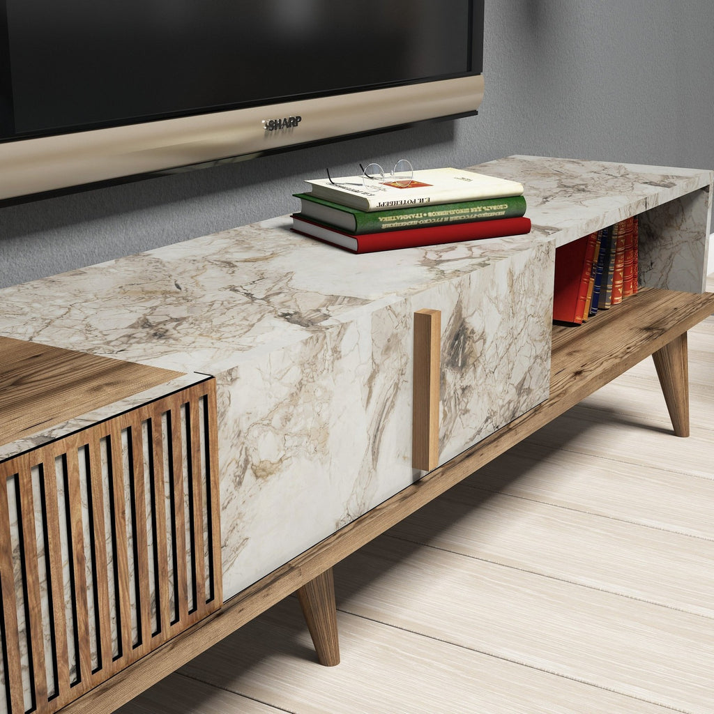 Meubles Tv Milan - Noyer / Blanc