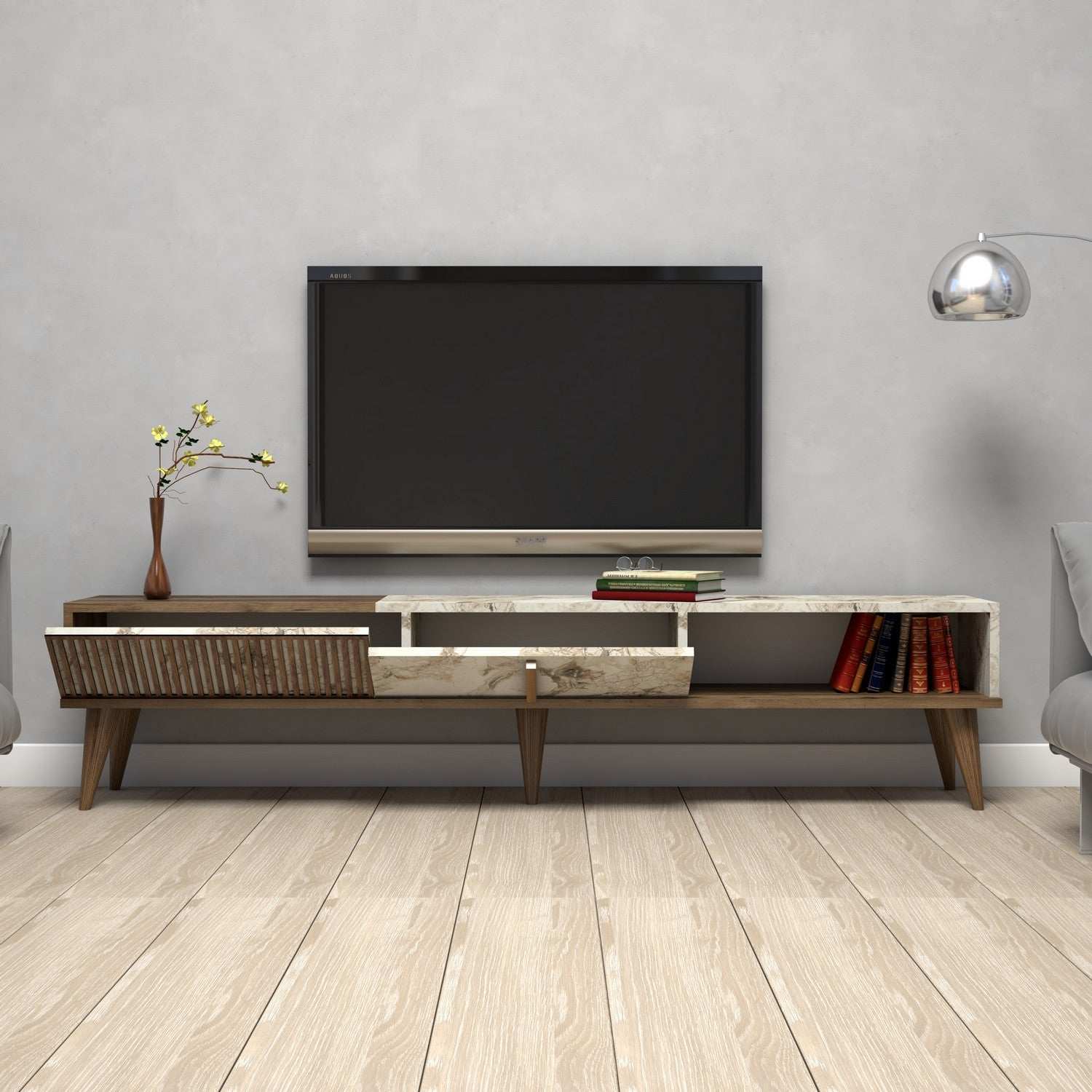 TV Units Milan - Walnut / White