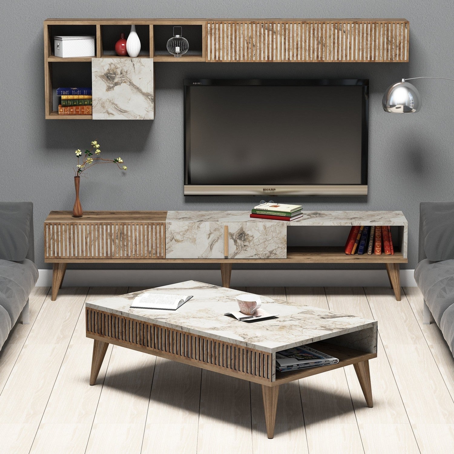 Ensembles De Meubles De Salon Milan - Noyer / Blanc