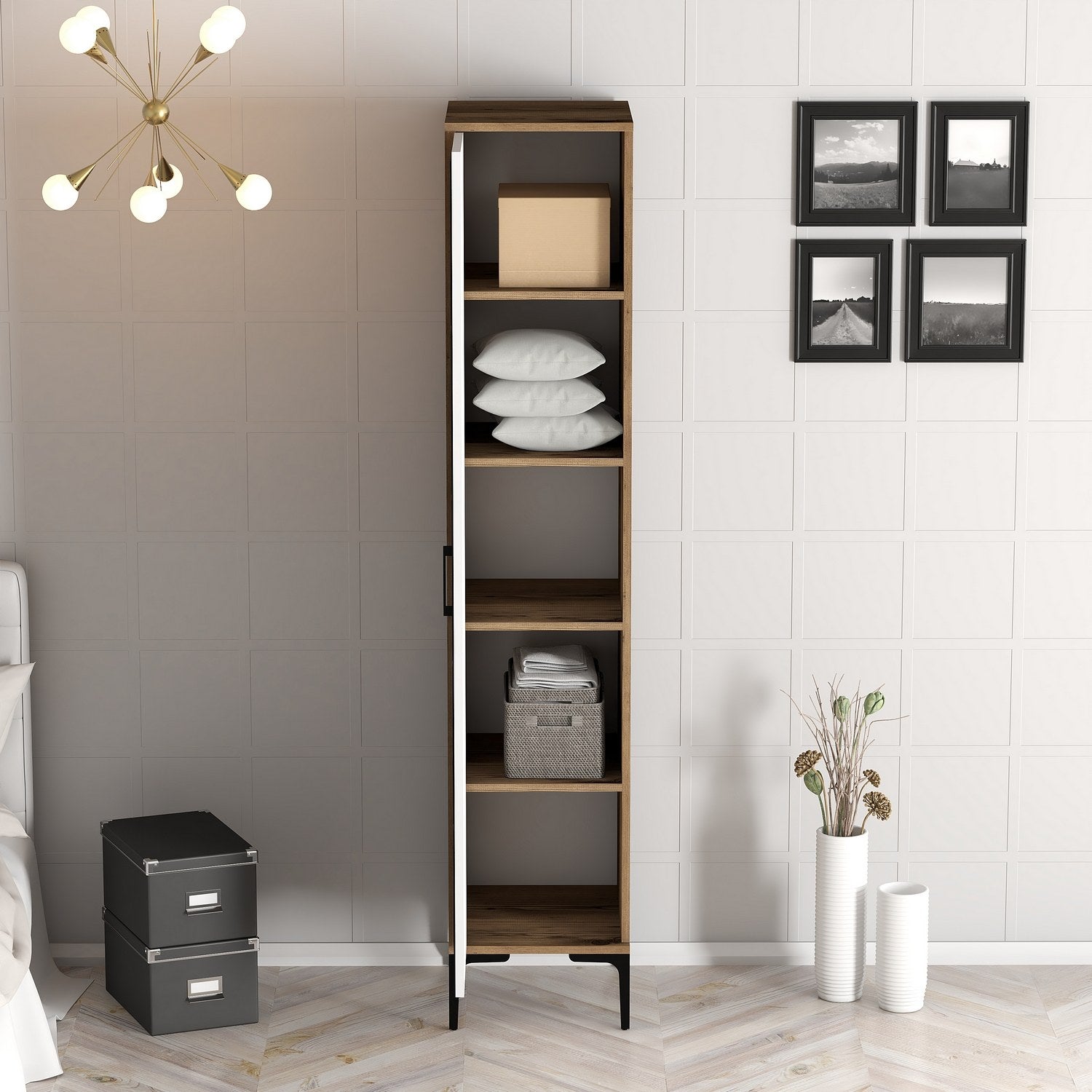 Armoires Kumsal P - Noyer / Blanc