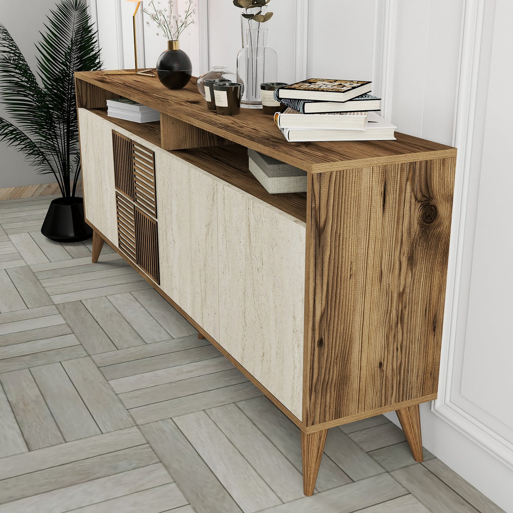 Consoles Milan - Noyer / Travertin