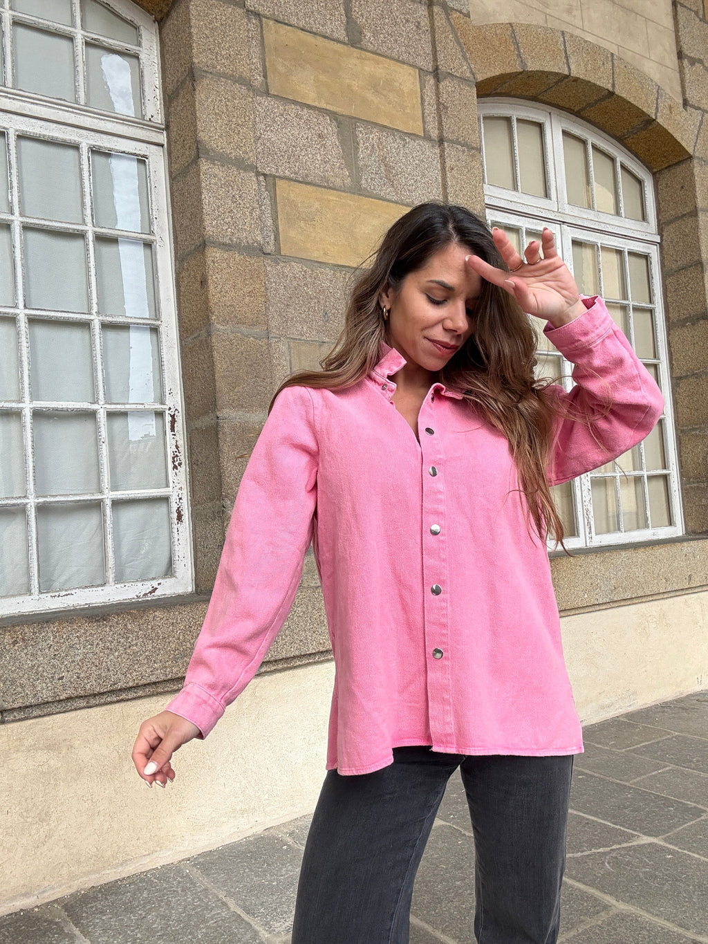 Veste En Jean Céleste Rose Bonbon