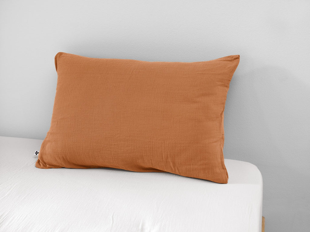 Gaïa - Taie D'Oreiller - Double Gaze De Coton Unie - Abricot