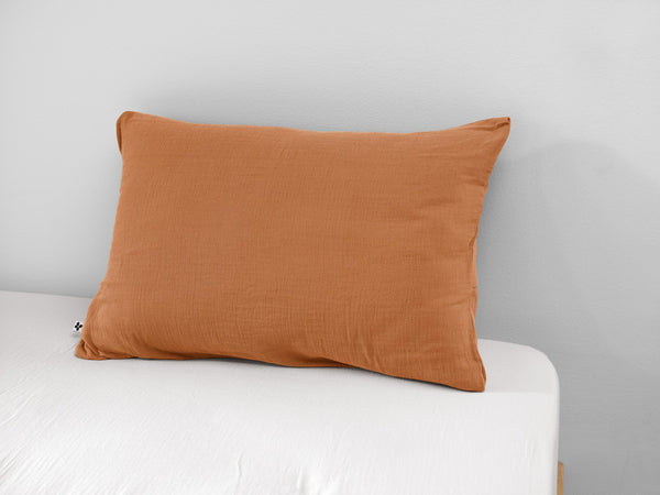 Funda de Almohada - Gasa de Algodón Doble Lisa - Gaïa - Albaricoque