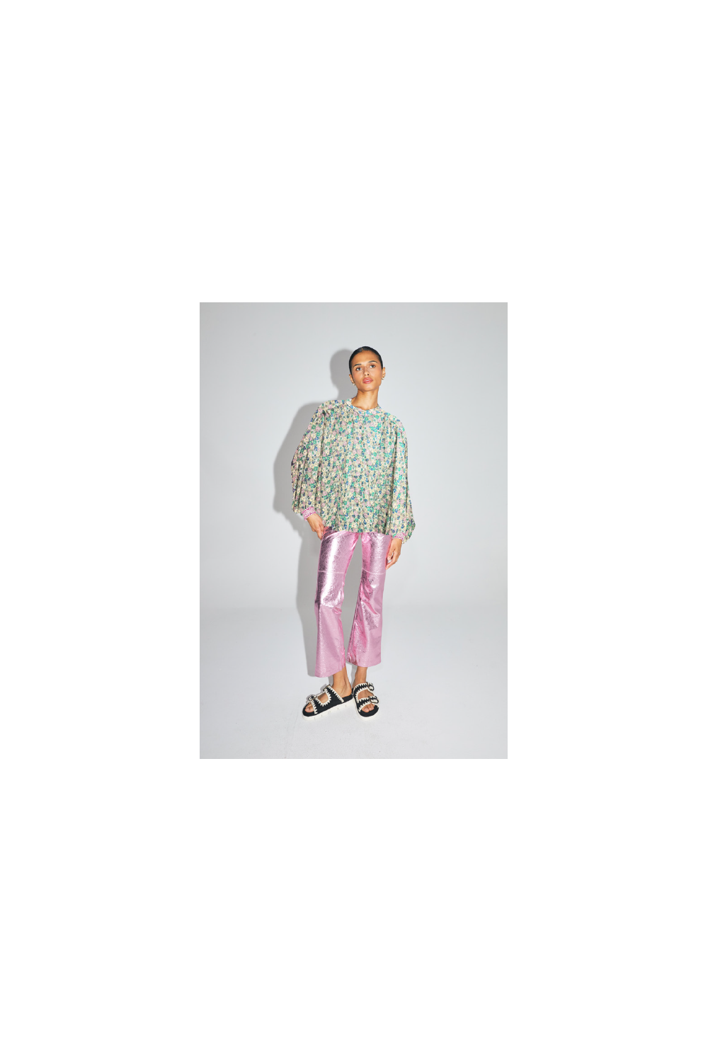 The Paola Shirt With Pink And Yellow Floral Gypsy Print