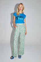 The Pink And Yellow Gypsy Floral Print Max Trousers Made In Italy