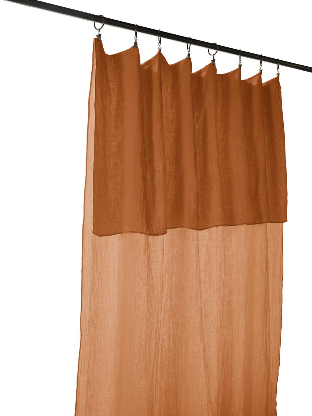Gaïa - Adjustable Curtain + Clip Rings - Plain Double Cotton Gauze - Apricot