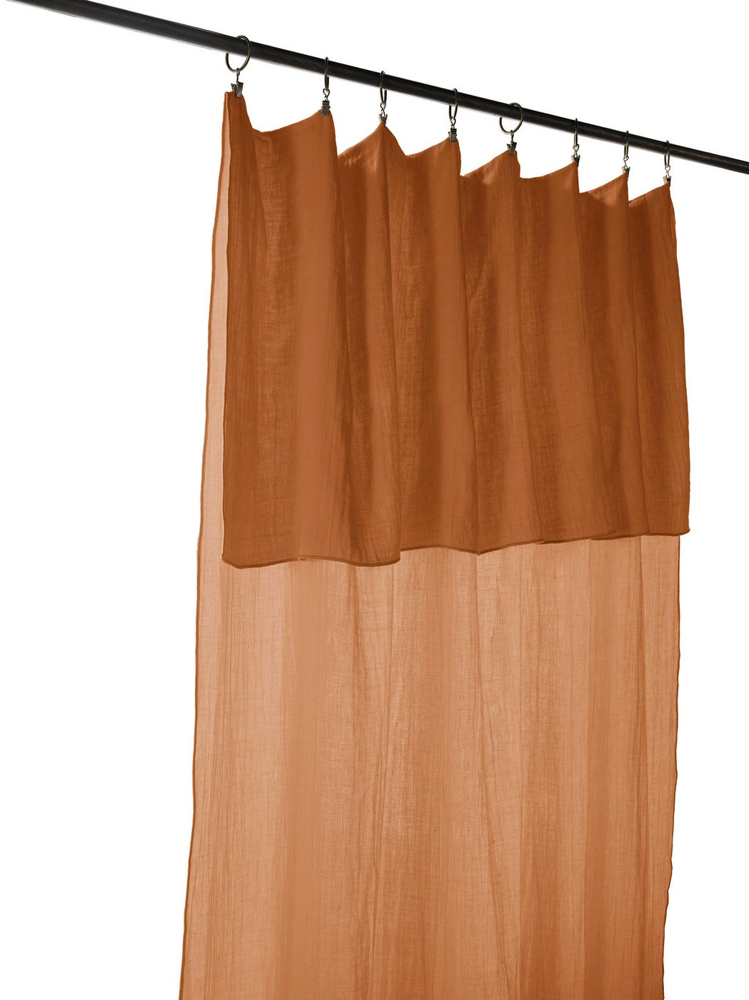 Gaïa - Adjustable Curtain + Clip Rings - Plain Double Cotton Gauze - Apricot