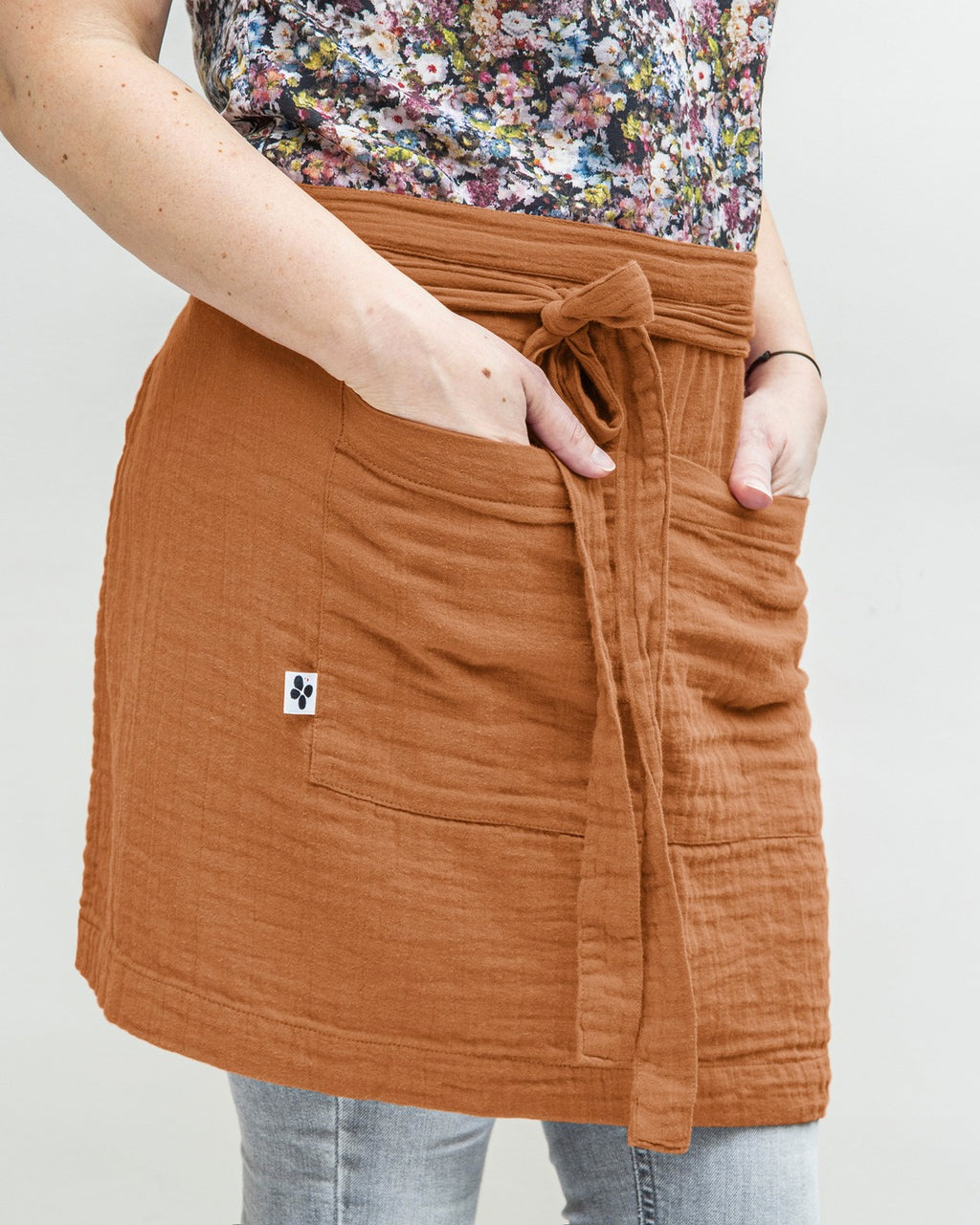 Gaïa - Tablier Serveur - Double Gaze De Coton Unie - Abricot