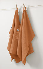 Gaïa - Set of Hand Towels - Plain Double Cotton Muslin - Apricot