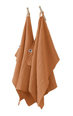 Gaïa - Set of Hand Towels - Plain Double Cotton Muslin - Apricot