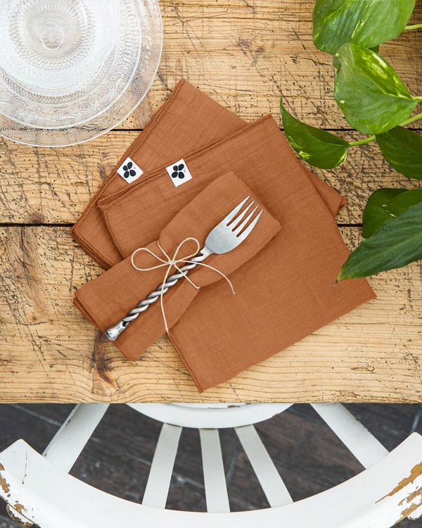 Gaïa - Lot De Serviettes - Double Gaze De Coton Unie - Abricot