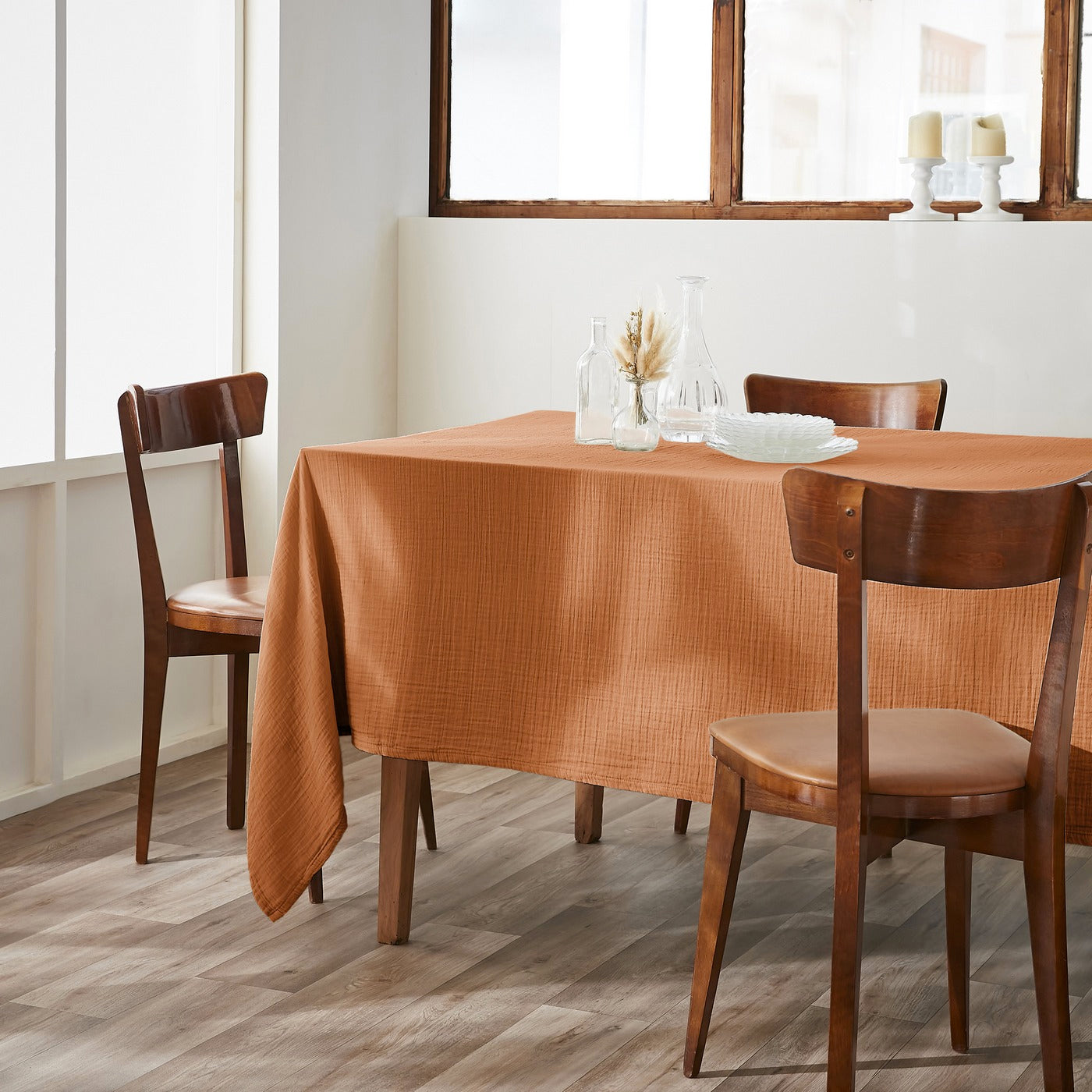 Gaïa - Rectangular Tablecloth - Plain Double Cotton Gauze - Apricot