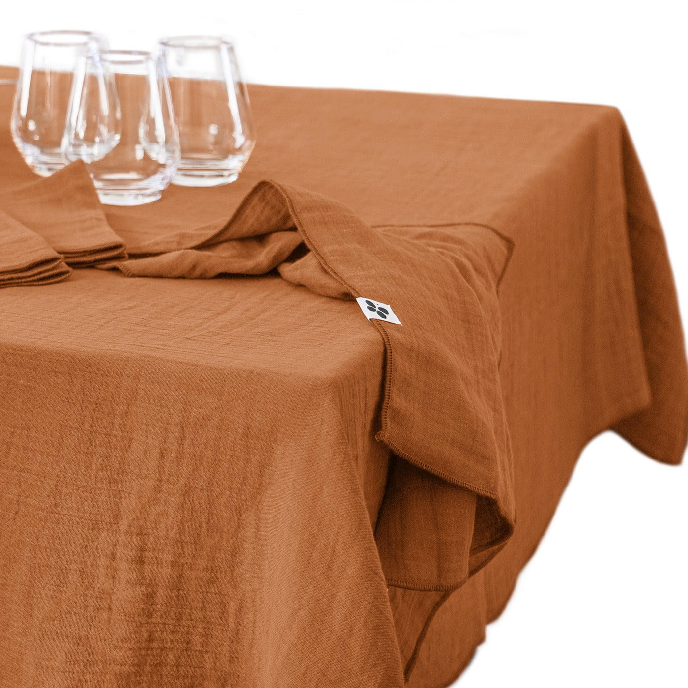 Gaïa - Rectangular Tablecloth - Plain Double Cotton Gauze - Apricot