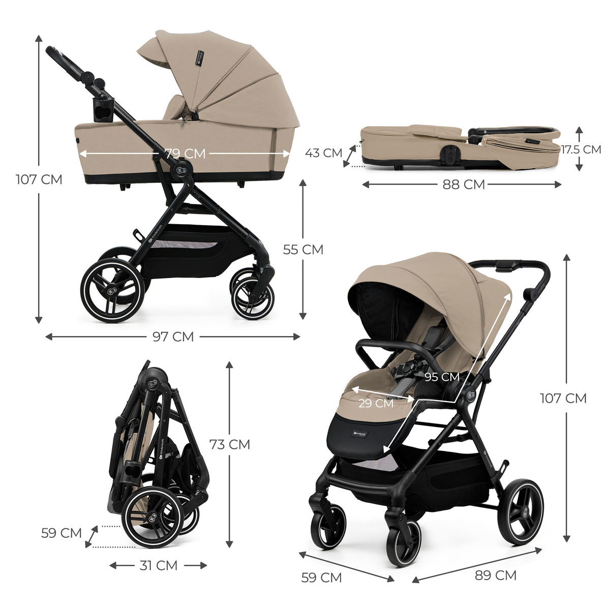 Cochecito 2 en 1 Yoxi Beige