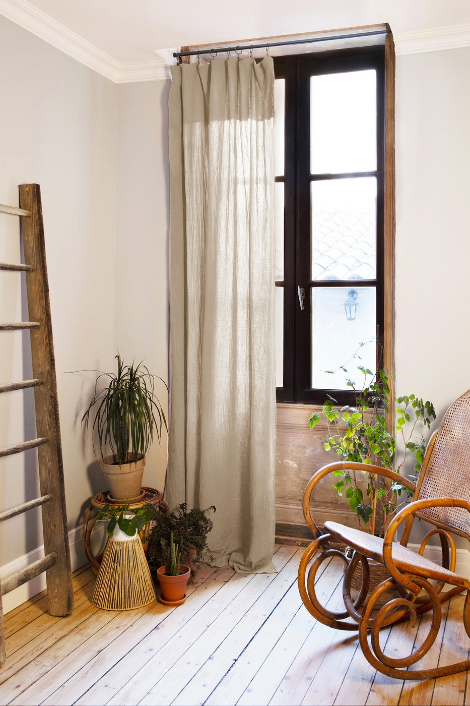 Gaïa - Rideau Ajustable + Anneaux Pince - Double Gaze De Coton Unie - Ficelle