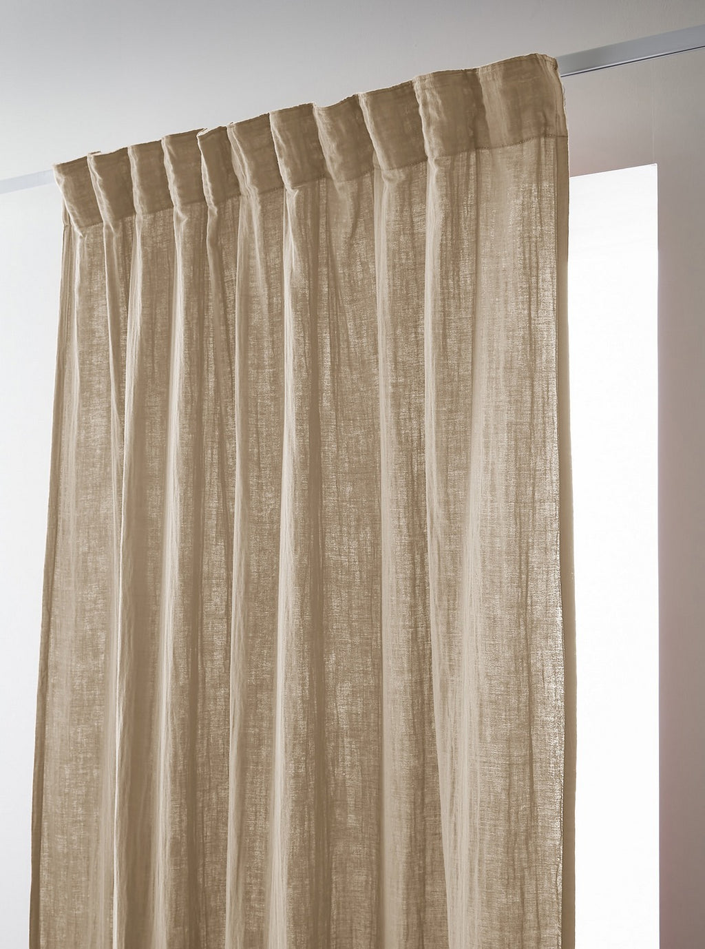 Gaïa - Rideau Galon Fronceur - Double Gaze De Coton Unie - Ficelle