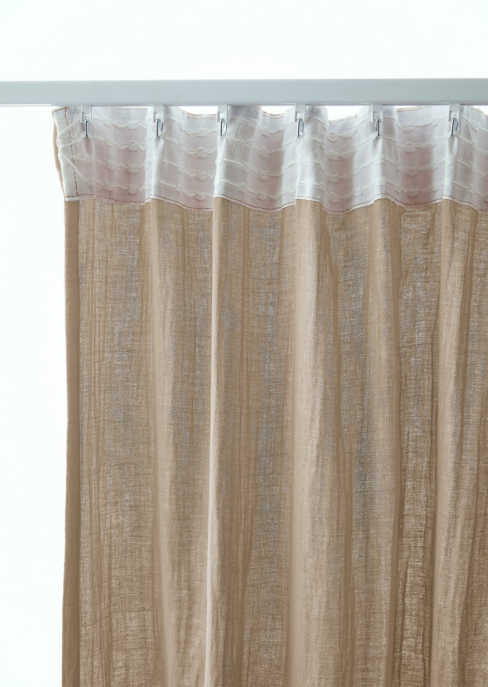Gaïa - Rideau Galon Fronceur - Double Gaze De Coton Unie - Ficelle