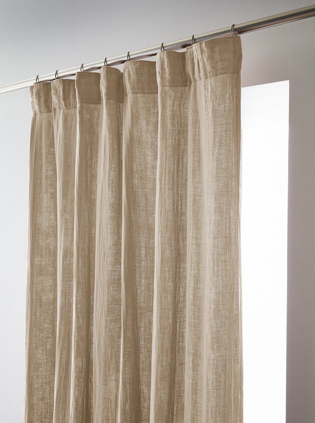 Gaïa - Rideau Galon Fronceur - Double Gaze De Coton Unie - Ficelle