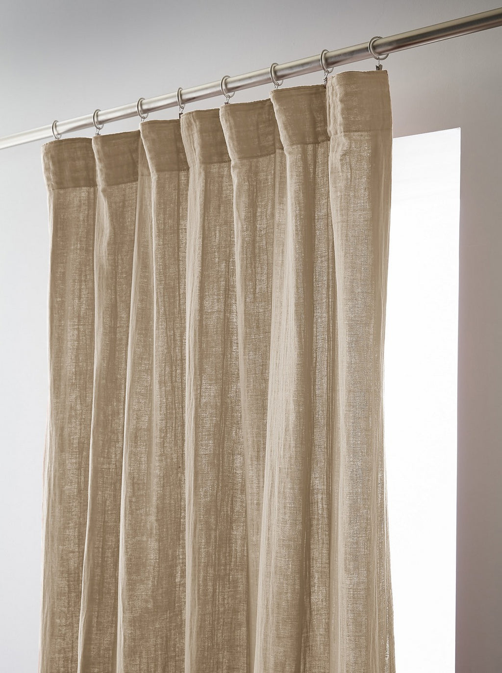 Gaïa - Rideau Galon Fronceur - Double Gaze De Coton Unie - Ficelle