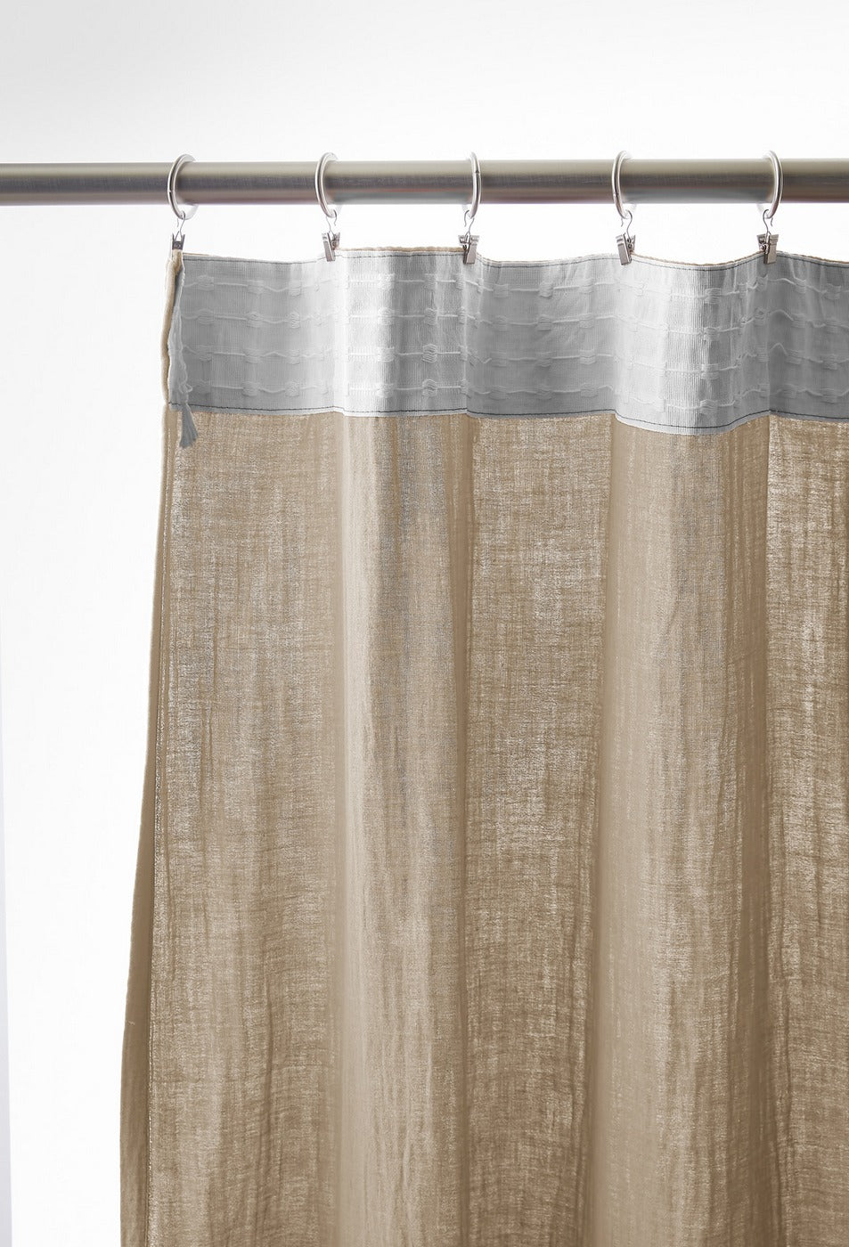 Gaïa - Rideau Galon Fronceur - Double Gaze De Coton Unie - Ficelle