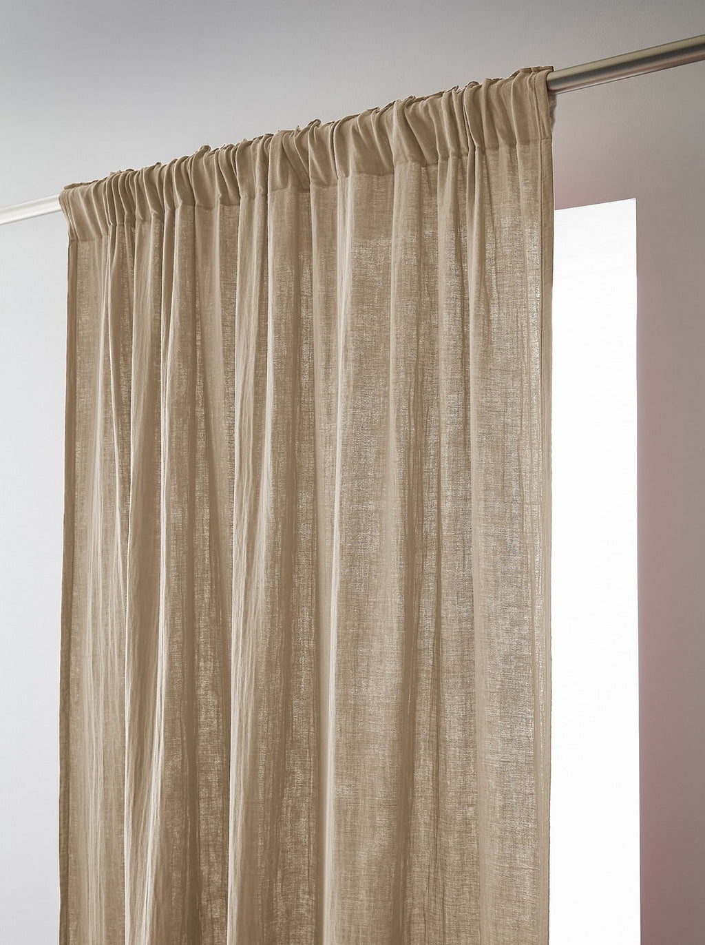 Gaïa - Rideau Galon Fronceur - Double Gaze De Coton Unie - Ficelle