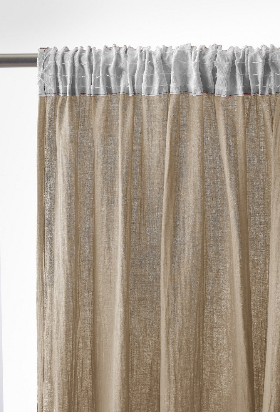 Gaïa - Rideau Galon Fronceur - Double Gaze De Coton Unie - Ficelle