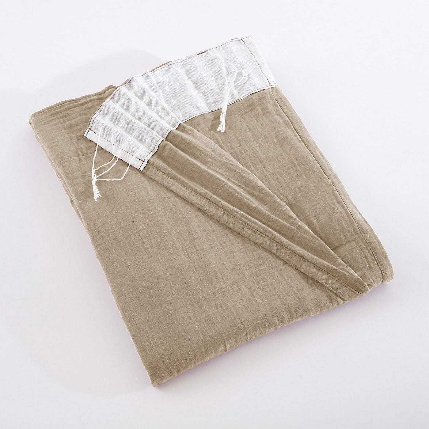 Gaïa - Rideau Galon Fronceur - Double Gaze De Coton Unie - Ficelle