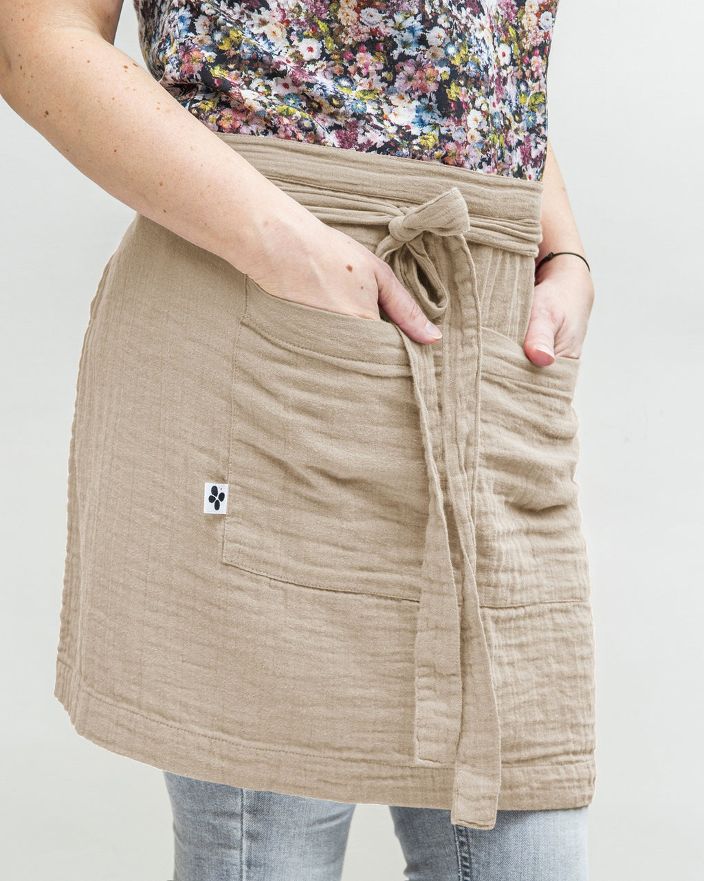 Gaïa - Tablier Serveur - Double Gaze De Coton Unie - Ficelle