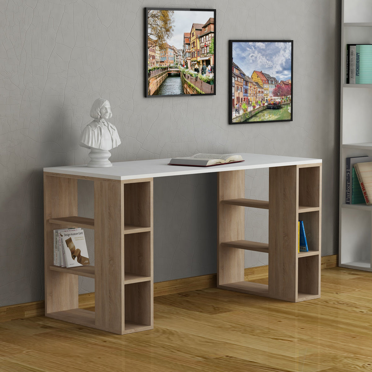 Colmar - Scrivania - Bianco/Oak