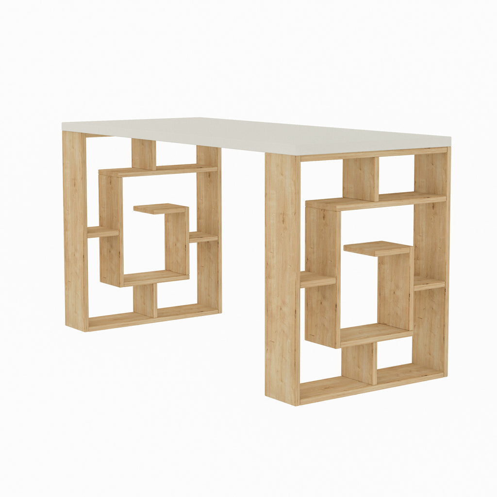 Maze - Scrivania - Bianco/Rovere