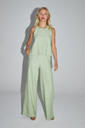 Le Pantalon Charlie En Tweed Recyclé Vert Lemon Fabriqué En Italie