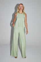 Le Pantalon Charlie En Tweed Recyclé Vert Lemon Fabriqué En Italie