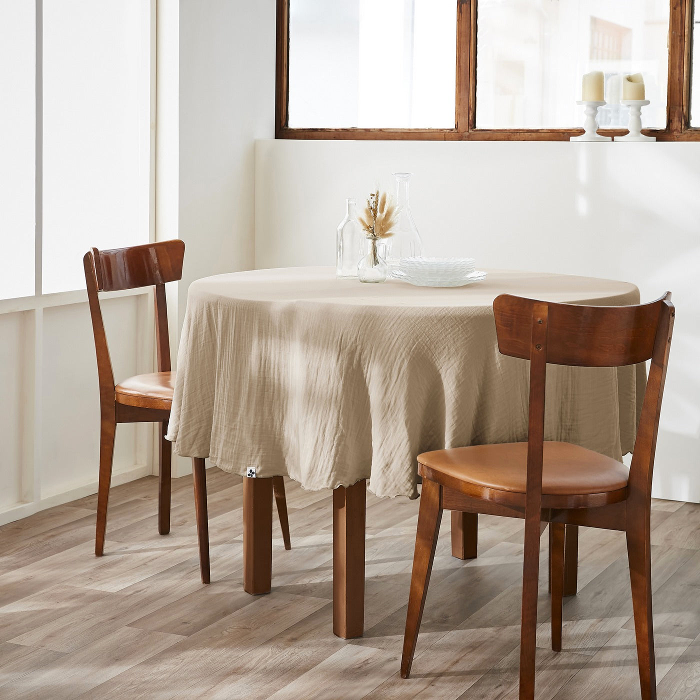 Gaïa - Round Tablecloth - Plain Double Cotton Gauze - String