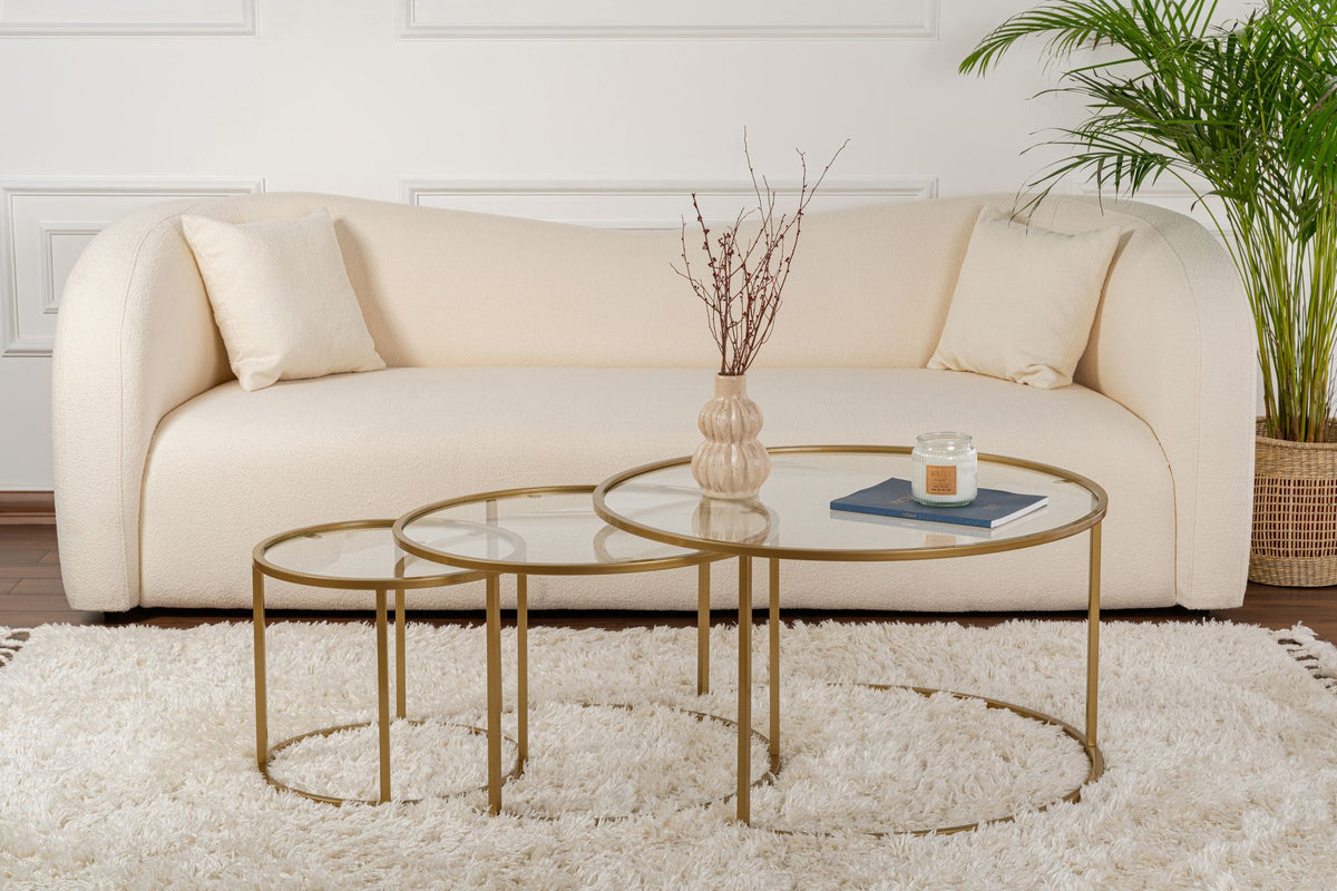 Aurum 80/60/42 - Coffee Table Set - Gold/Clear