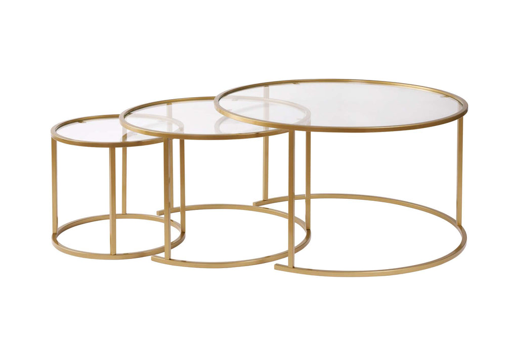 Aurum 80/60/42 - Coffee Table Set - Gold/Clear