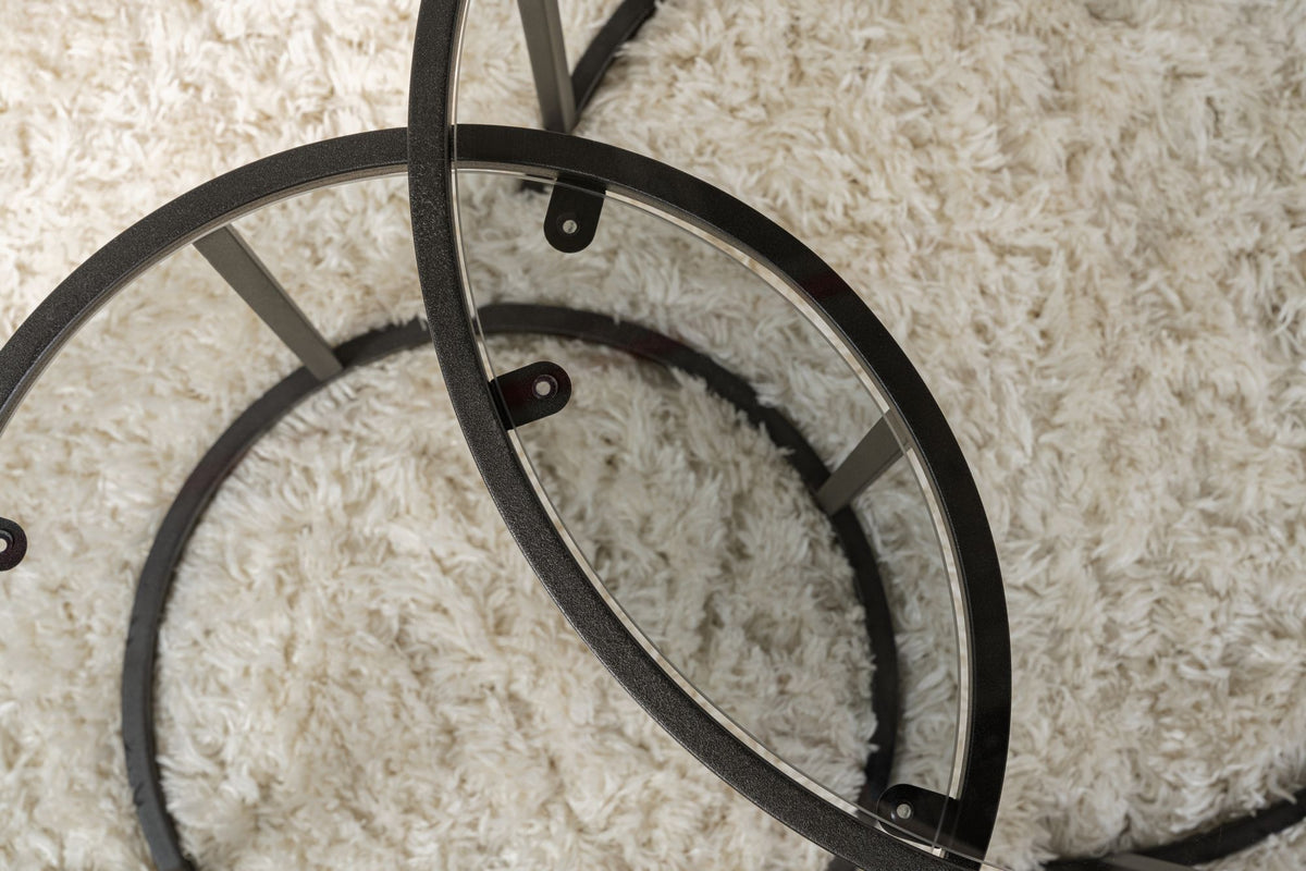 Aurum 60/42 - Set di Tavolini da Salotto - Nero/Grigio