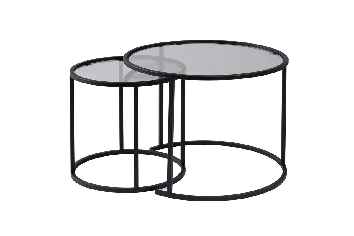Aurum 60/42 - Set di Tavolini da Salotto - Nero/Grigio