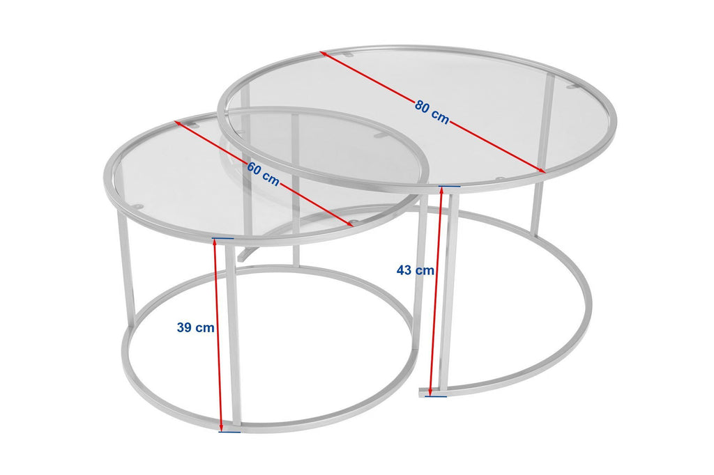 Aurum 80/60 - Coffee Table Set - Black/Clear